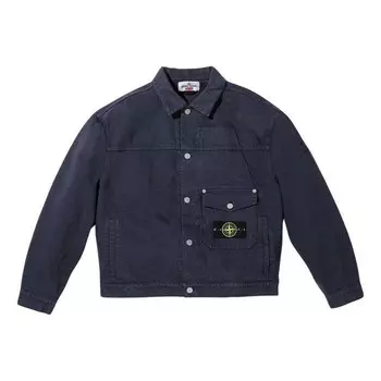 Куртка x stone island fw23 week10 denim trucker jacket logo 'black' Supreme, черный