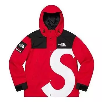Куртка x the north face s logo mountain jacket 'red white black' Supreme, красный