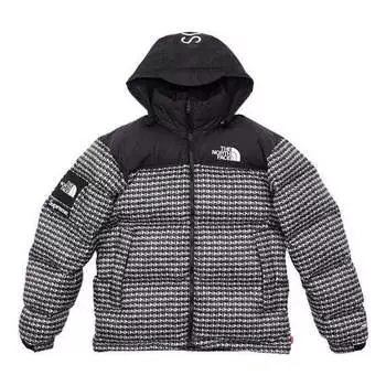 Куртка x the north face studded nuptse jacket 'black white' Supreme, черный