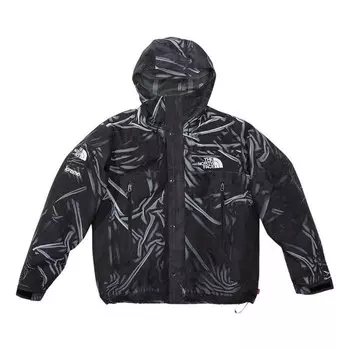 Куртка x the north face trompe l'oeil printed taped seam shell jacket 'black' Supreme, черный