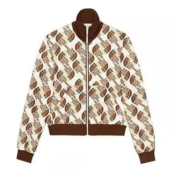 Куртка x the north face web print technical jersey jacket 'ivory brown' Gucci, коричневый