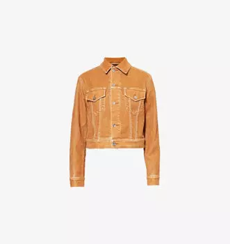 Куртка замшевая классического кроя с карманом-клапаном Rabanne, коричневый