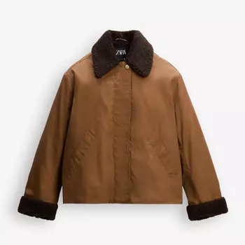 Куртка Zara by Carlyne Cerf Contrast Collar, коричневый