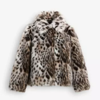 Куртка Zara by Carlyne Cerf Leopard Faux Fur, мультиколор