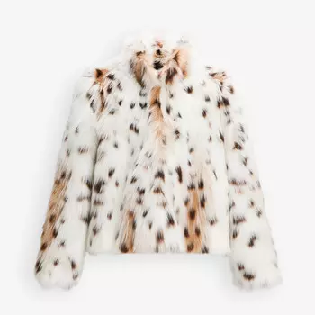 Куртка Zara by Carlyne Cerf Leopard Faux Fur, мультиколор