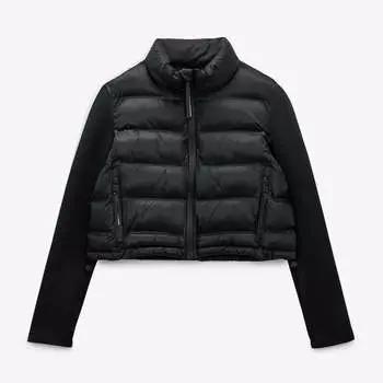 Куртка Zara Contrast Puffer, черный