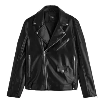 Куртка Zara Faux Leather Biker, черный