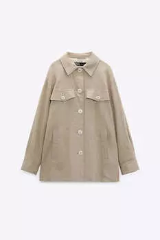 Куртка Zara Linen Blend Basic, бежевый