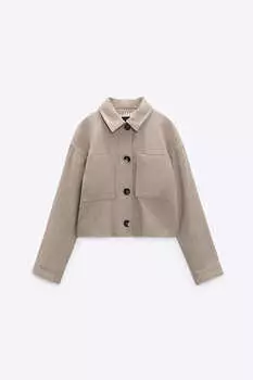 Куртка Zara Linen Blend, серо-коричневый