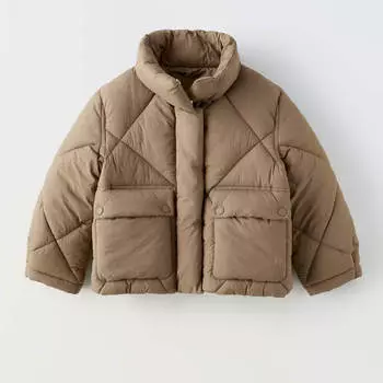 Куртка Zara Nylon, серовато-коричневый