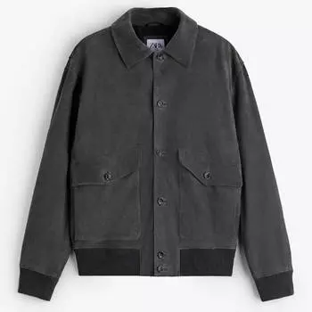 Куртка Zara Suede Leather, серый