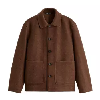 Куртка Zara Synthetic Wool With Pockets, коричневый