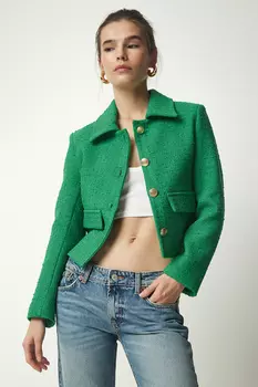 Куртка - Зеленый - Классический крой Happiness stanbul, зеленый