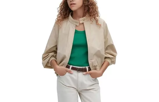 Хлопковая короткая куртка UNIQLO, 31 бежевый