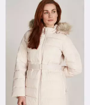 Куртка женская Calvin Klein утепленная с капюшоном и поясом, белый