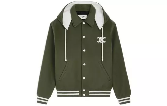 Куртка женская Celine с капюшоном, зеленый / белый