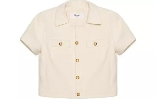 Куртка женская Celine с золотыми пуговицами, белый