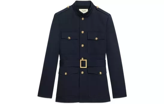 Куртка женская Celine с золотыми пуговицами, темно-синий