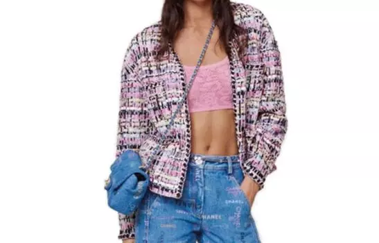 Куртка женская Chanel, розовый / белый