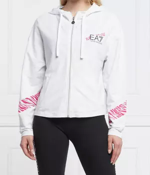 Куртка женская Ea7 с капюшоном и принтом, белый