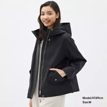 Куртка женская GU с капюшоном, коричневый