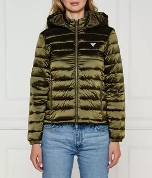 Куртка женская Guess Jeans стеганая блестящая, зеленый