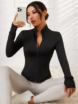 Куртка женская компрессионная Shein спортивная, черный