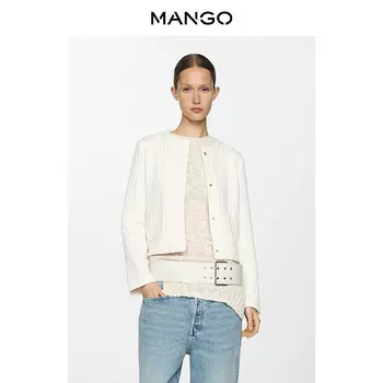 Куртка женская Mango Pit Strip короткая, светло-бежевый