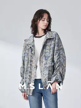 Куртка женская Mslan с шнурком и принтом, синий