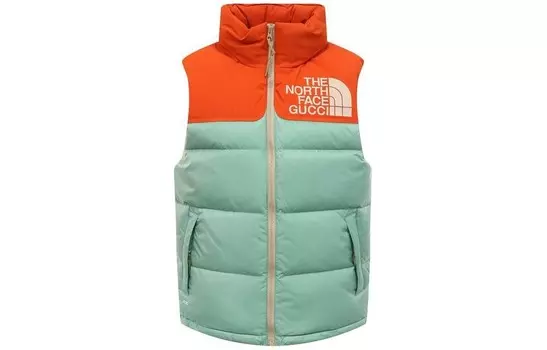 Куртка женская North Face x Gucci Down, красный / бирюзовый