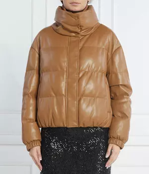 Куртка женская Patrizia Pepe из экокожи утепленная с воротником-стойкой, коричневый