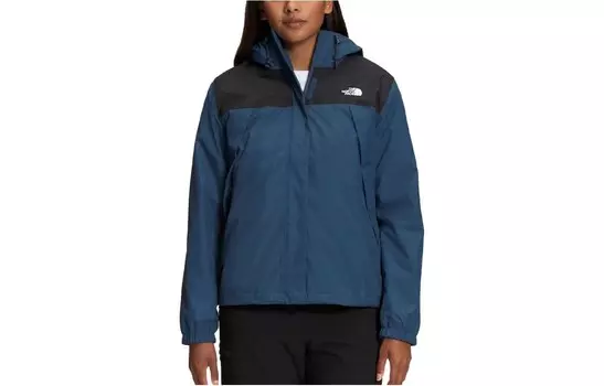Куртка женская синий с черной надписью The North Face