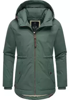 Куртка зимняя тряпичная "Лайра", с капюшоном, куртка на пушистой, теплой меховой подкладке Ragwear, зеленый