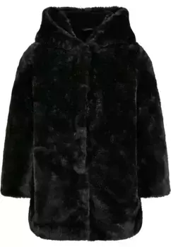 Куртка зимняя URBAN CLASSICS " Urban Classics Women's Girls Hooded Teddy Coat" (1 шт.), с капюшоном, черный