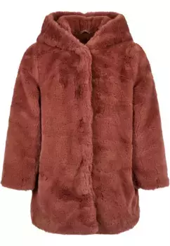 Куртка зимняя URBAN CLASSICS " Urban Classics Women's Girls Hooded Teddy Coat" (1 шт.), с капюшоном, розовый