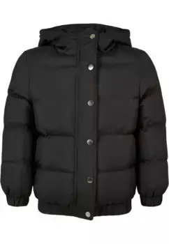 Куртка зимняя URBAN CLASSICS " Urban Classics Women's Girls Hooded Puffer Jacket" (1 шт.), с капюшоном, черный