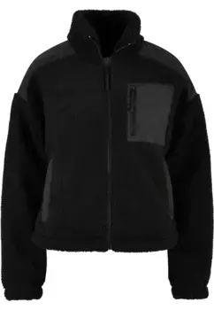 Куртка зимняя URBAN CLASSICS " Urban Classics Women's Ladies Sherpa Mix Jacket" (1 шт.), с капюшоном, черный