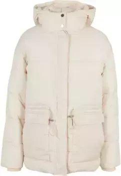 Куртка зимняя URBAN CLASSICS " Urban Classics Women's Ladies Waisted Puffer Jacket" (1 шт.), с капюшоном, белый