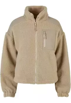 Куртка зимняя URBAN CLASSICS " Urban Classics Women's Ladies Sherpa Mix Jacket" (1 шт.), с капюшоном, цвет Wetsand