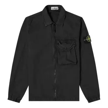 Куртка zip pocket overshirt 'black' Stone Island, черный