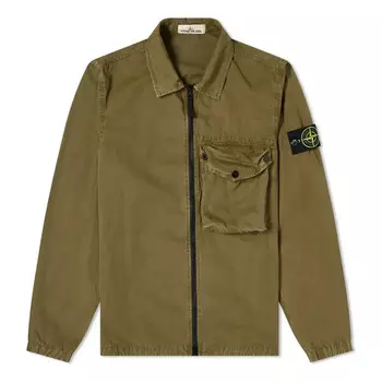 Куртка zip pocket overshirt 'olive green' Stone Island, зеленый