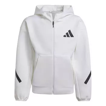 Куртка zne полноразмерная куртка с капюшоном и застежкой-молнией Adidas, белый