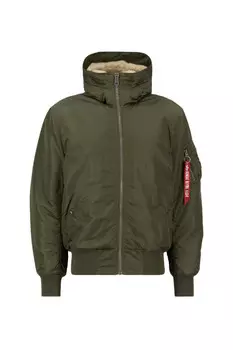 Куртки-Бомберы и летные куртки ма-1 с капюшоном Alpha Industries, зеленый