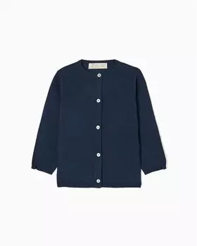 Курточка для девочки мягкой вязки с перламутровыми пуговицами Zippy, темно-синий