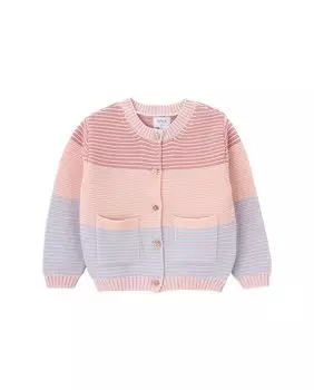 Курточка для девочки в полоску и с круглым вырезом KNOT, оранжевый