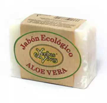 Кусок мыла идеально подходит для раздражений и ожогов Jabon Natural Aloe Vera Yerbas Vivas, 100 g