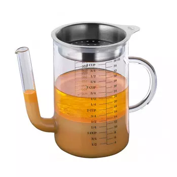 Кувшин для отделения жира, высота: 16 см / 1 л Kchenprofi, серебро/прозрачный