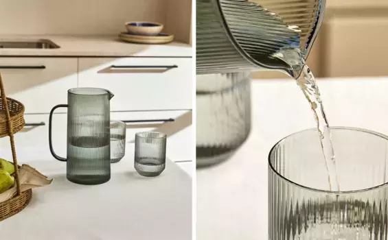 Кувшин из боросиликатного стекла с линейным дизайном Zara Home, прозрачный