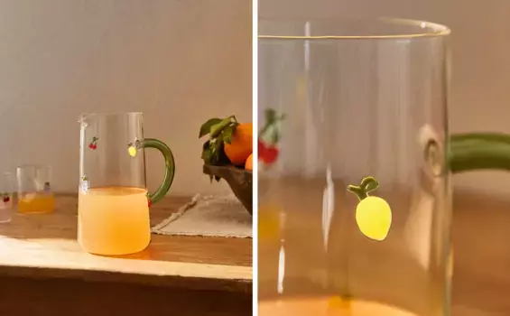 Кувшин с фруктовыми узорами Zara Home, прозрачный