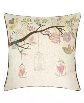 Квадратная декоративная подушка из льна Lilly с вышивкой Homey Cozy, белый